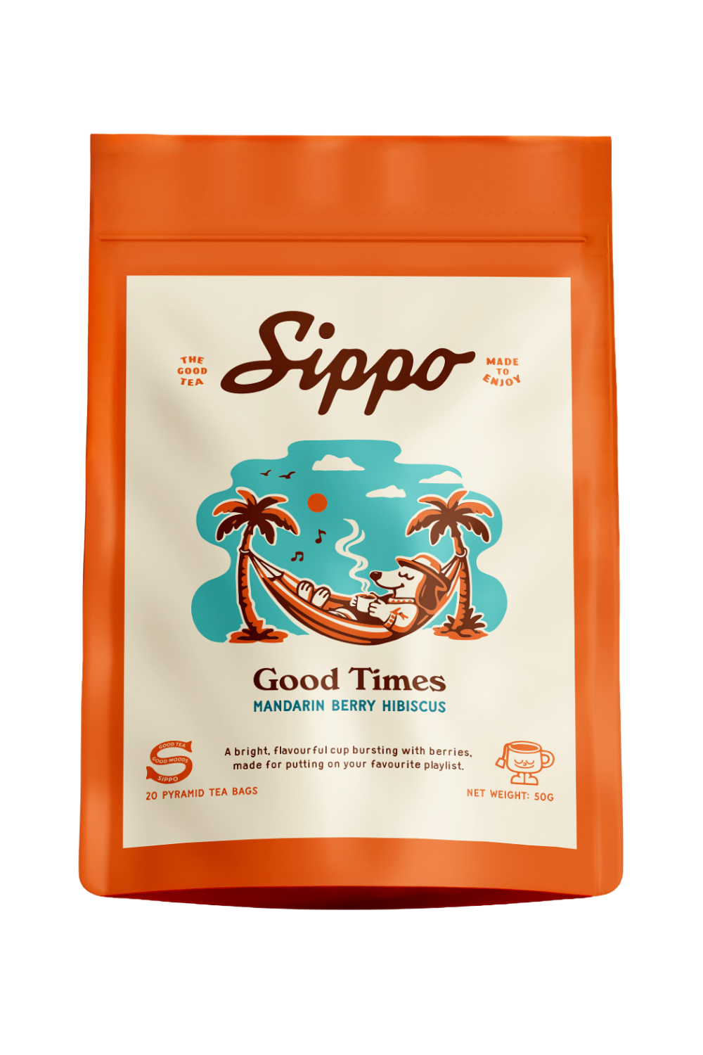 Sippo Good Times mandarin berry hibiscus tea pouch