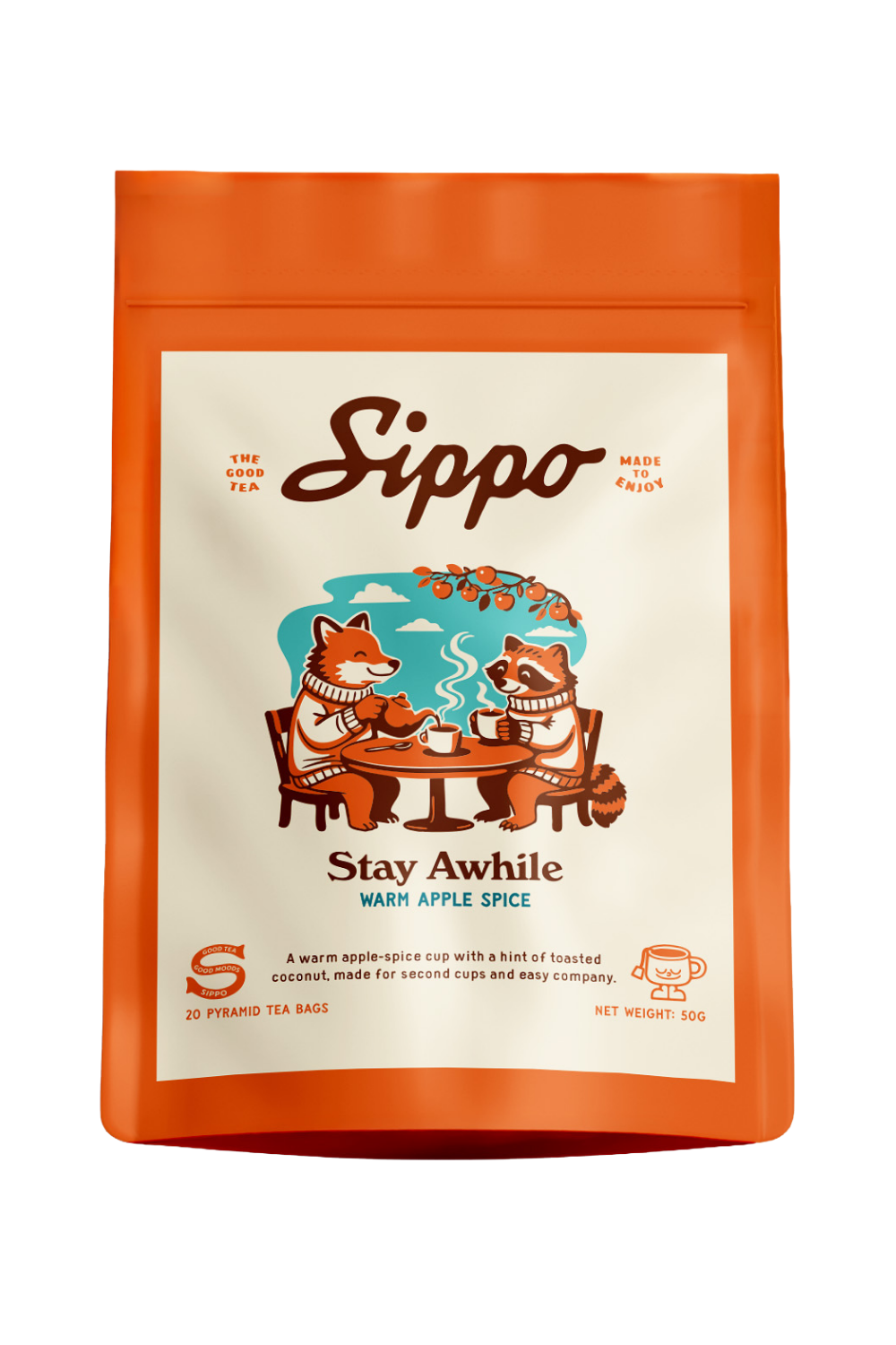 Sippo Stay Awhile warm apple spice tea pouch